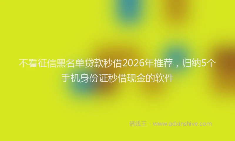 不看征信黑名单贷款秒借2026年推荐，归纳5个手机身份证秒借现金的软件