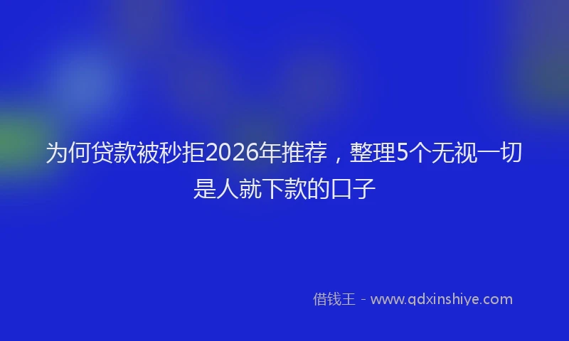 为何贷款被秒拒2026年推荐，整理5个无视一切是人就下款的口子