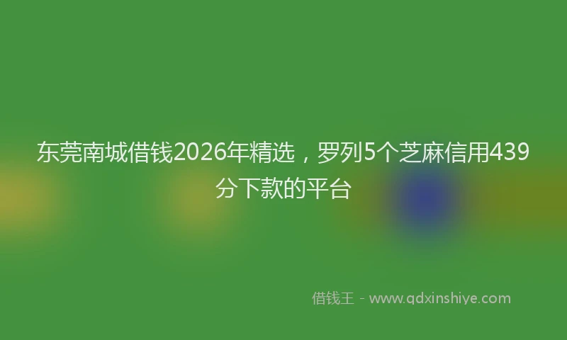 东莞南城借钱2026年精选,罗列5个芝麻信用439分下款的平台