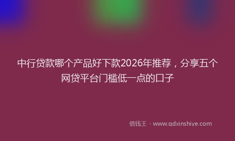 中行贷款哪个产品好下款2026年推荐，分享五个网贷平台门槛低一点的口子