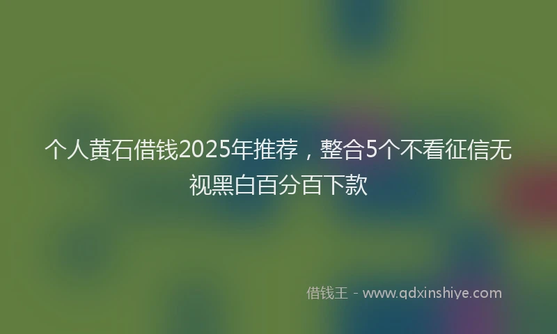 个人黄石借钱2025年推荐,整合5个不看征信无视黑白百分百下款