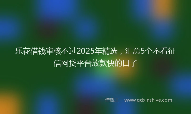 乐花借钱审核不过2025年精选,汇总5个不看征信网贷平台放款快的口子