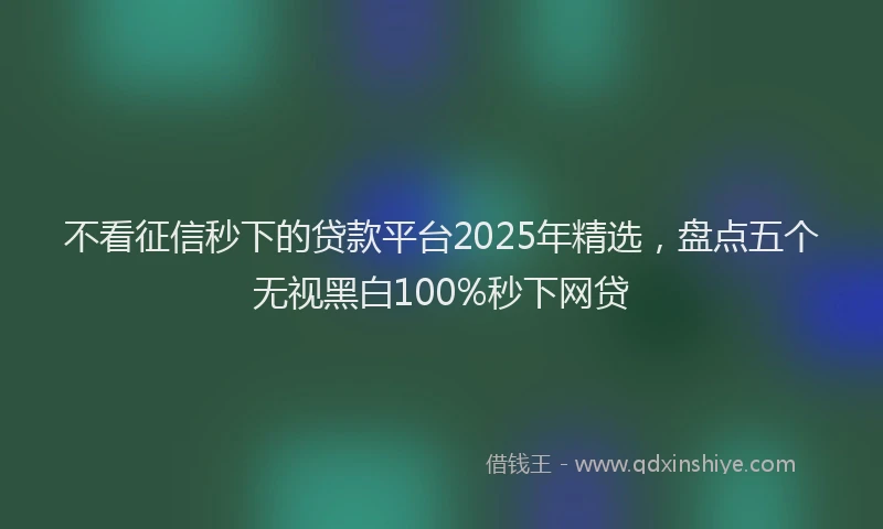 不看征信秒下的贷款平台2025年精选，盘点五个无视黑白100%秒下网贷