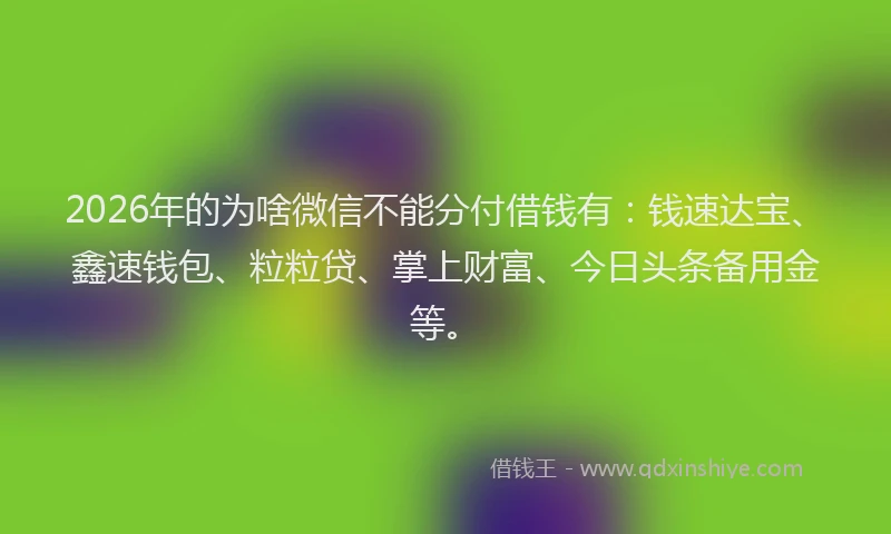 2026年的为啥微信不能分付借钱有:钱速达宝、鑫速钱包、粒粒贷、掌上财富、今日头条备用金等。