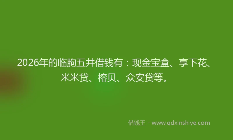 2026年的临朐五井借钱有:现金宝盒、享下花、米米贷、榕贝、众安贷等。