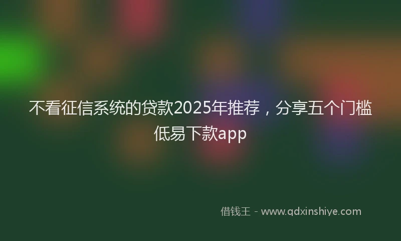 不看征信系统的贷款2025年推荐，分享五个门槛低易下款app