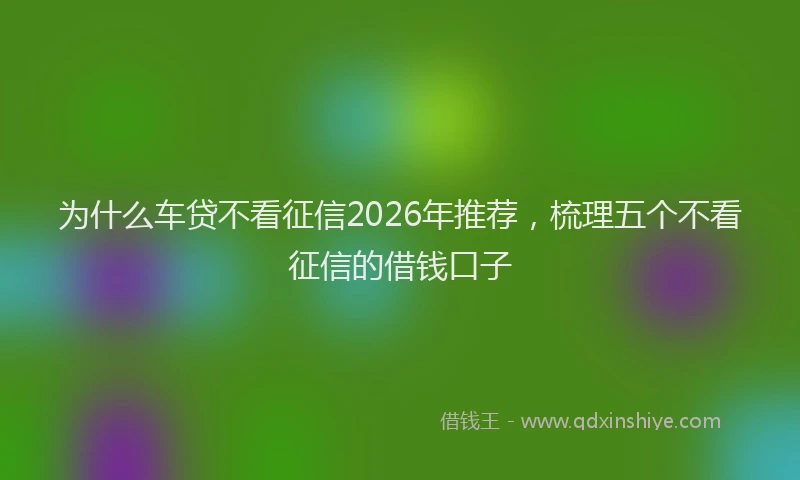 为什么车贷不看征信2026年推荐，梳理五个不看征信的借钱口子
