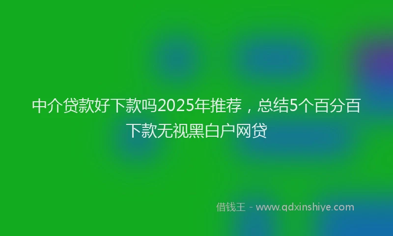 中介贷款好下款吗2025年推荐，总结5个百分百下款无视黑白户网贷
