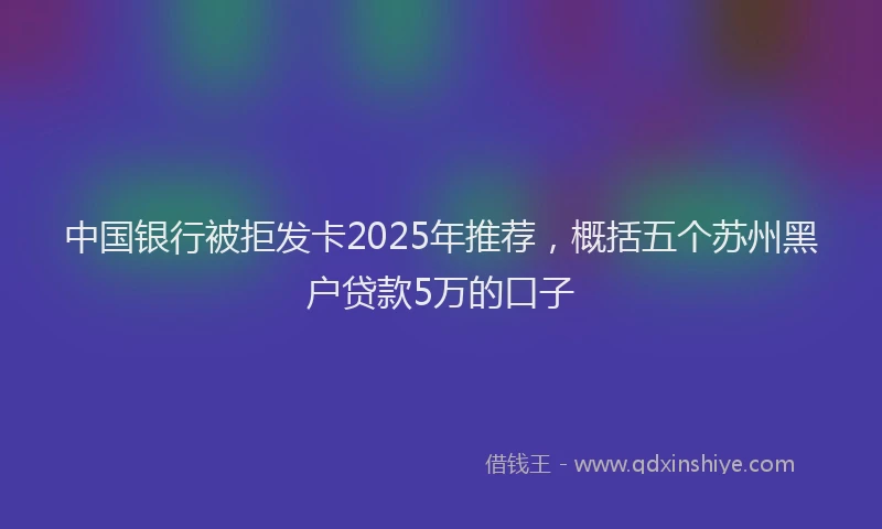 中国银行被拒发卡2025年推荐，概括五个苏州黑户贷款5万的口子