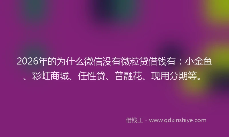 2026年的为什么微信没有微粒贷借钱有：小金鱼、彩虹商城、任性贷、普融花、现用分期等。