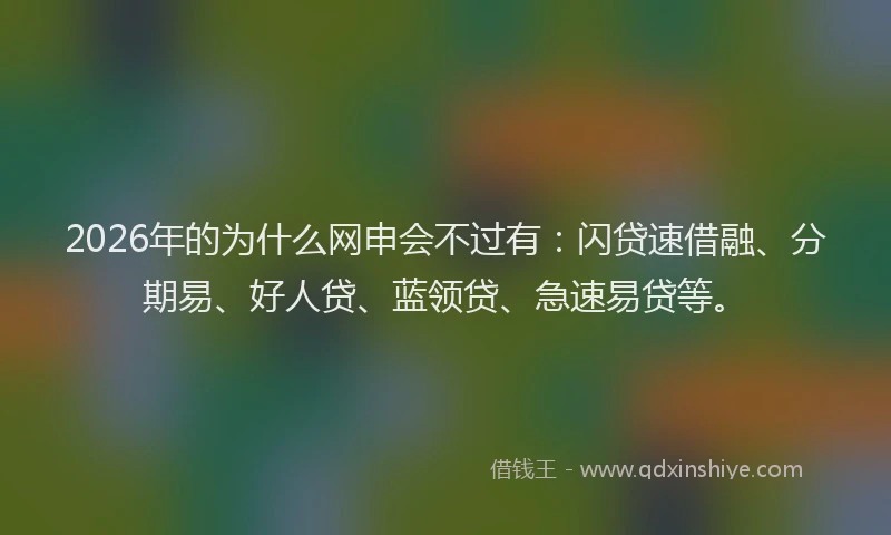 2026年的为什么网申会不过有：闪贷速借融、分期易、好人贷、蓝领贷、急速易贷等。