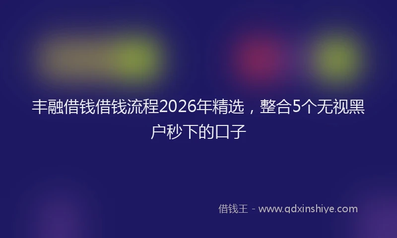 丰融借钱借钱流程2026年精选，整合5个无视黑户秒下的口子