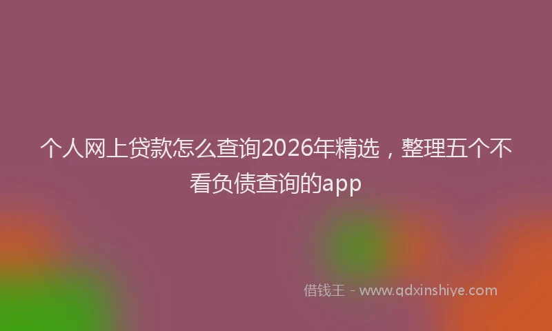 个人网上贷款怎么查询2026年精选，整理五个不看负债查询的app