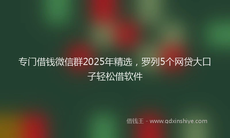 专门借钱微信群2025年精选,罗列5个网贷大口子轻松借软件
