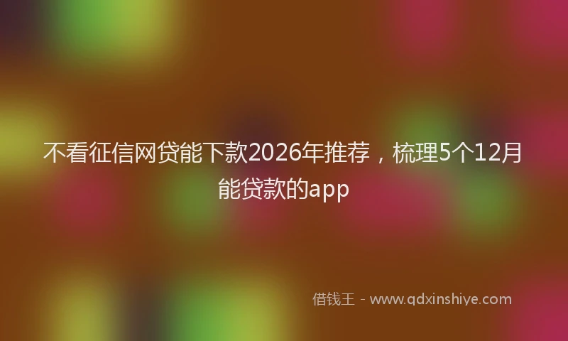 不看征信网贷能下款2026年推荐，梳理5个12月能贷款的app