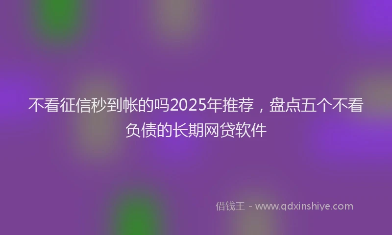 不看征信秒到帐的吗2025年推荐，盘点五个不看负债的长期网贷软件