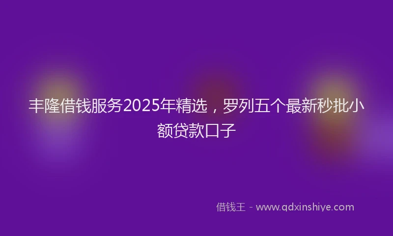 丰隆借钱服务2025年精选，罗列五个最新秒批小额贷款口子