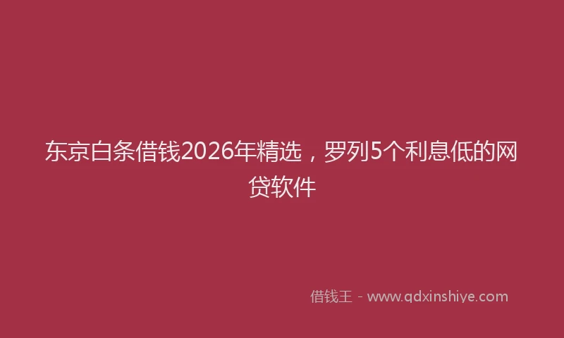 东京白条借钱2026年精选，罗列5个利息低的网贷软件