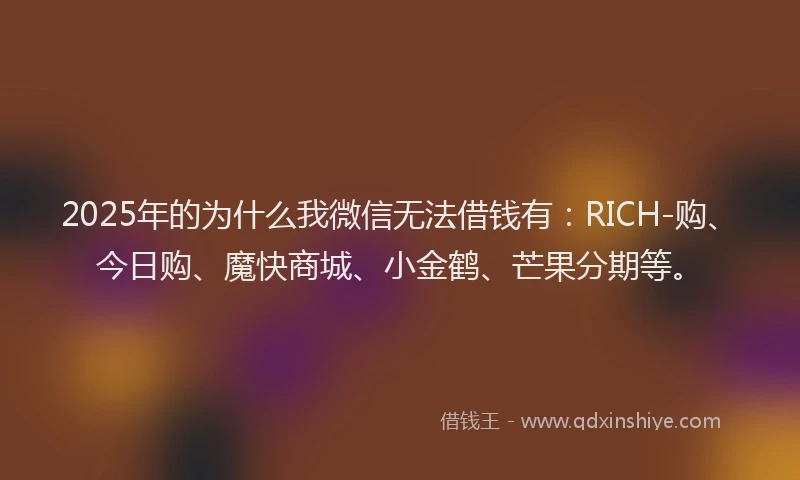 2025年的为什么我微信无法借钱有：RICH-购、今日购、魔快商城、小金鹤、芒果分期等。