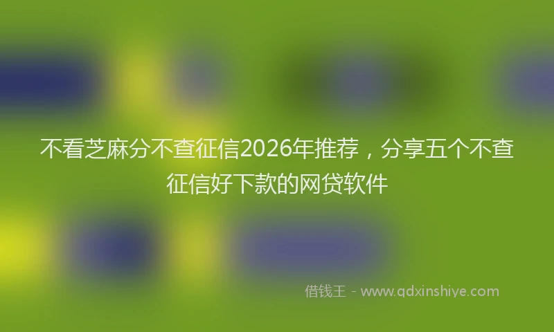 不看芝麻分不查征信2026年推荐，分享五个不查征信好下款的网贷软件