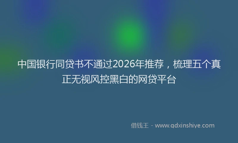 中国银行同贷书不通过2026年推荐,梳理五个真正无视风控黑白的网贷平台