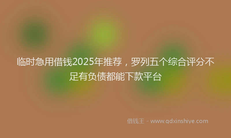 临时急用借钱2025年推荐，罗列五个综合评分不足有负债都能下款平台