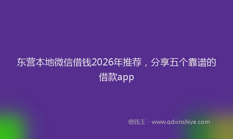 东营本地微信借钱2026年推荐，分享五个靠谱的借款app
