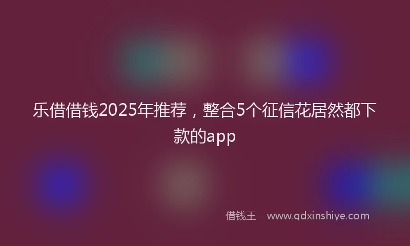 乐借借钱2025年推荐，整合5个征信花居然都下款的app