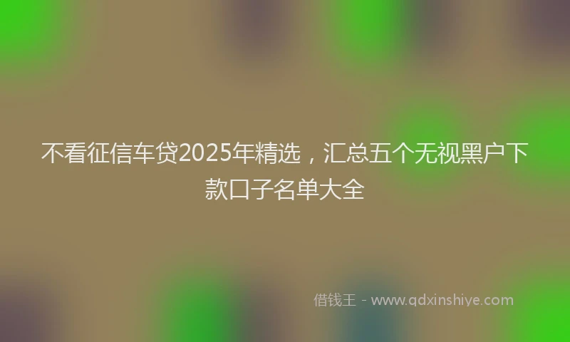 不看征信车贷2025年精选，汇总五个无视黑户下款口子名单大全