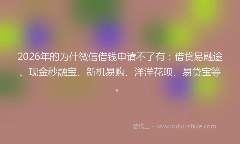 2026年的为什微信借钱申请不了有：借贷易融途、现金秒融宝、新机易购、洋洋花呗、易贷宝等。