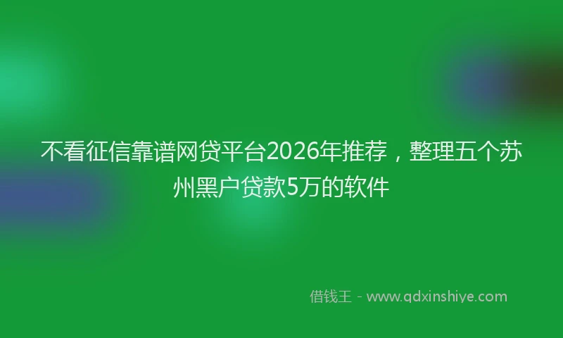 不看征信靠谱网贷平台2026年推荐，整理五个苏州黑户贷款5万的软件