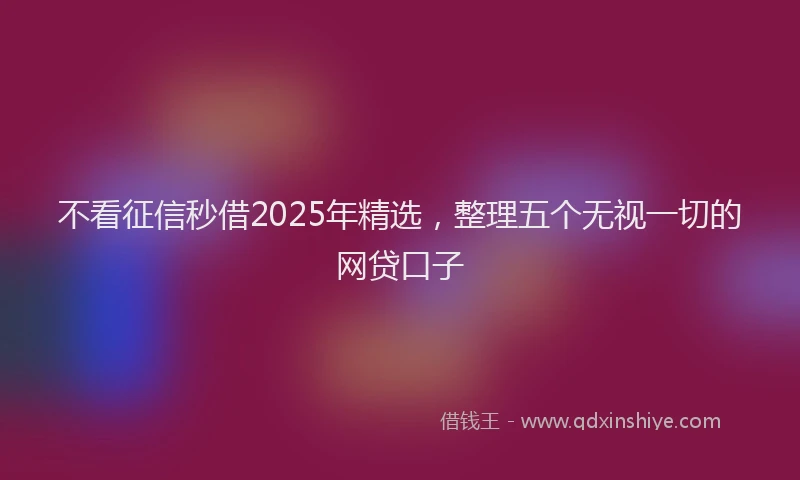 不看征信秒借2025年精选，整理五个无视一切的网贷口子