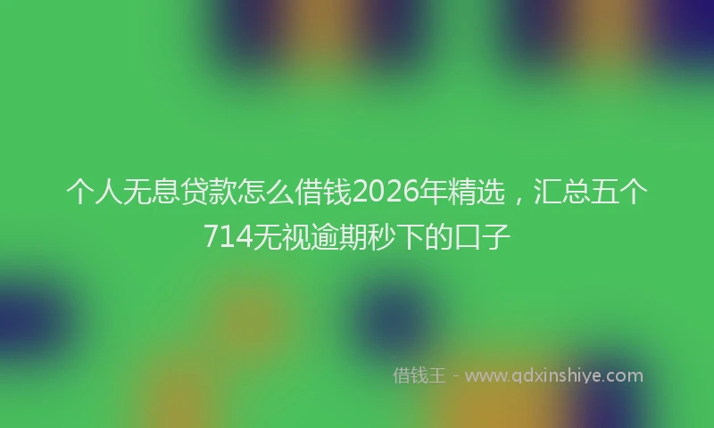 个人无息贷款怎么借钱2026年精选,汇总五个714无视逾期秒下的口子