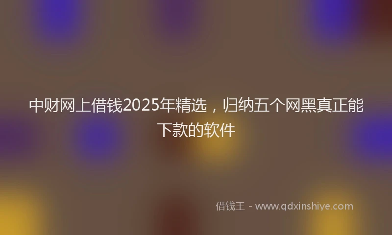 中财网上借钱2025年精选，归纳五个网黑真正能下款的软件