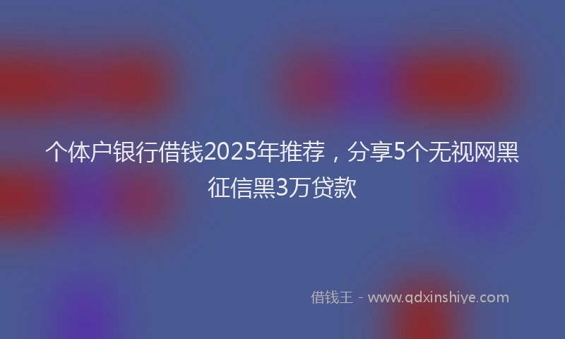 个体户银行借钱2025年推荐，分享5个无视网黑征信黑3万贷款