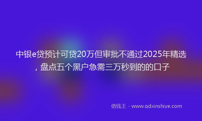 中银e贷预计可贷20万但审批不通过2025年精选，盘点五个黑户急需三万秒到的的口子