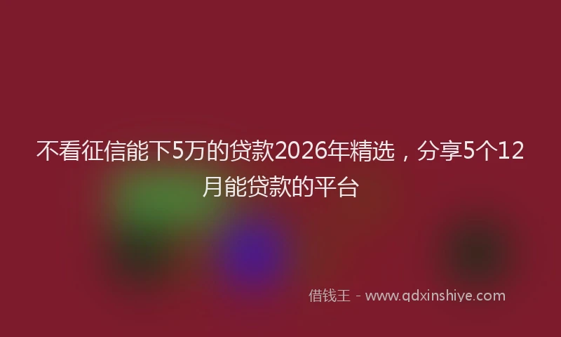 不看征信能下5万的贷款2026年精选，分享5个12月能贷款的平台