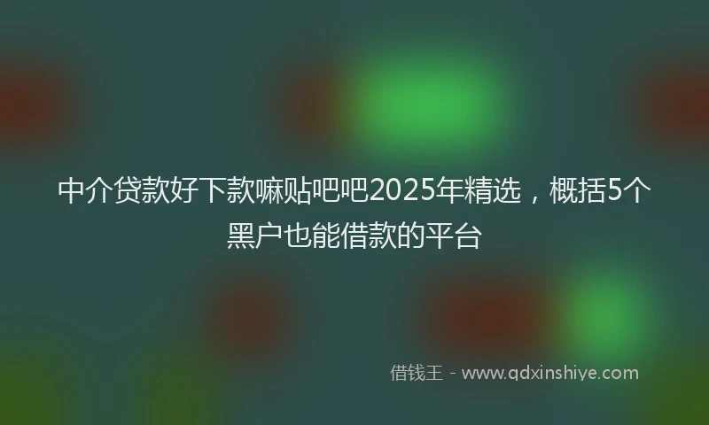 中介贷款好下款嘛贴吧吧2025年精选，概括5个黑户也能借款的平台