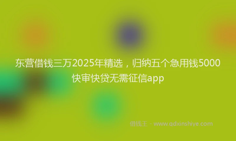 东营借钱三万2025年精选，归纳五个急用钱5000快审快贷无需征信app