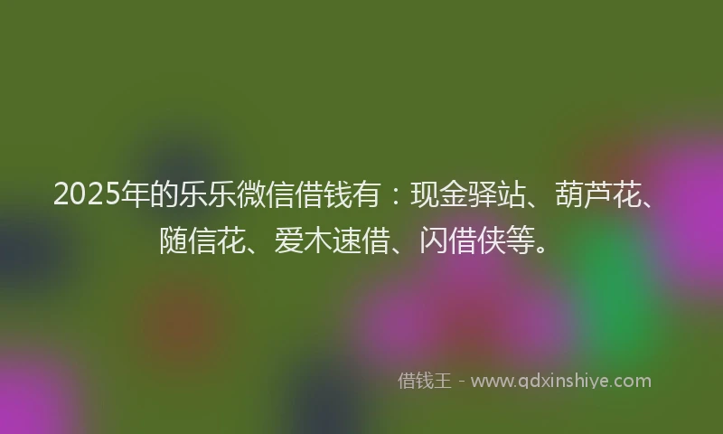 2025年的乐乐微信借钱有：现金驿站、葫芦花、随信花、爱木速借、闪借侠等。