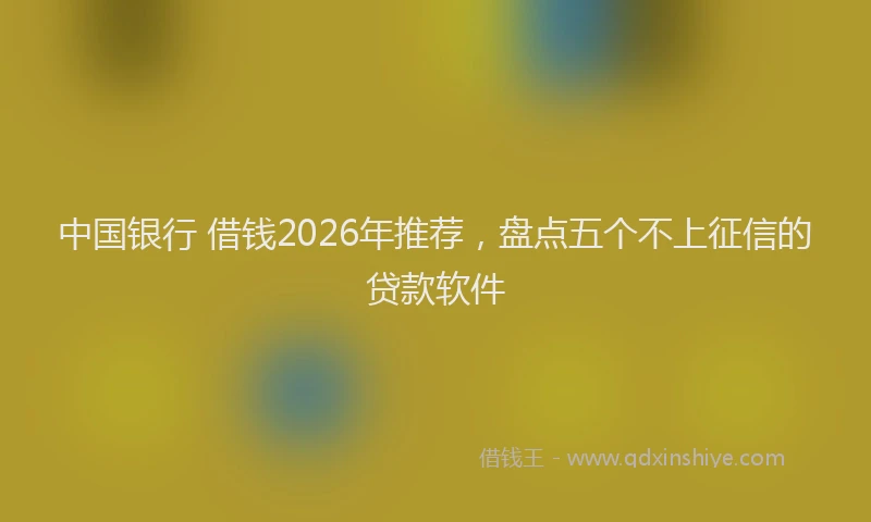 中国银行 借钱2026年推荐，盘点五个不上征信的贷款软件