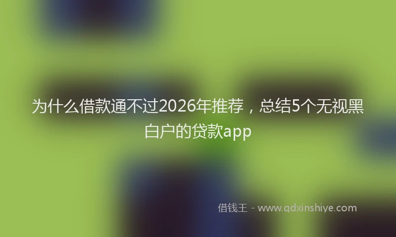 为什么借款通不过2026年推荐，总结5个无视黑白户的贷款app