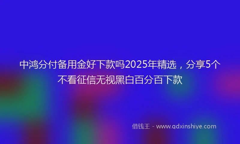中鸿分付备用金好下款吗2025年精选,分享5个不看征信无视黑白百分百下款
