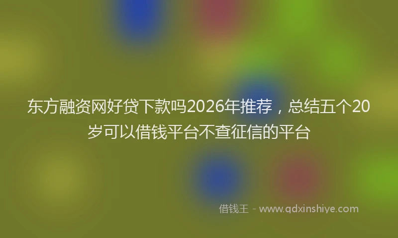东方融资网好贷下款吗2026年推荐,总结五个20岁可以借钱平台不查征信的平台