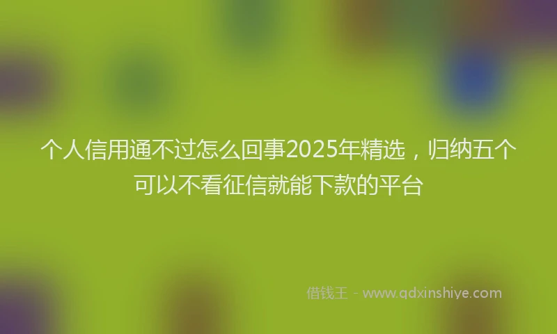个人信用通不过怎么回事2025年精选，归纳五个可以不看征信就能下款的平台