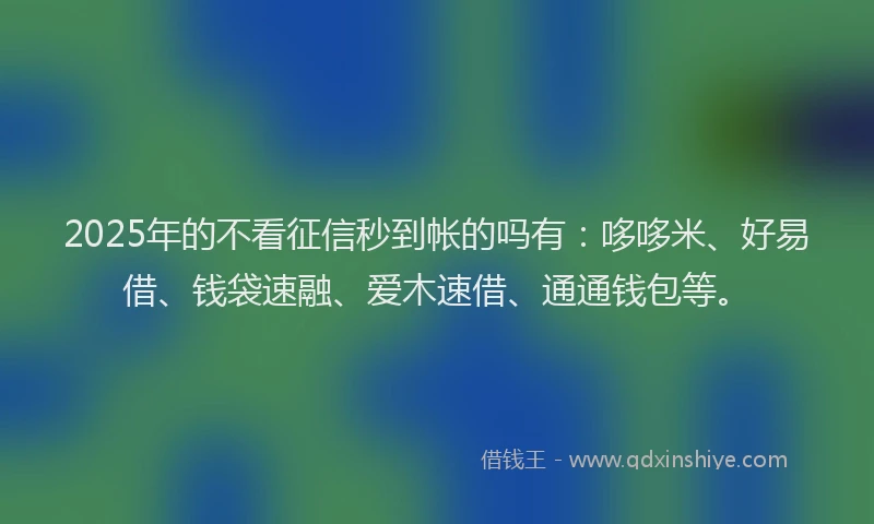 2025年的不看征信秒到帐的吗有：哆哆米、好易借、钱袋速融、爱木速借、通通钱包等。