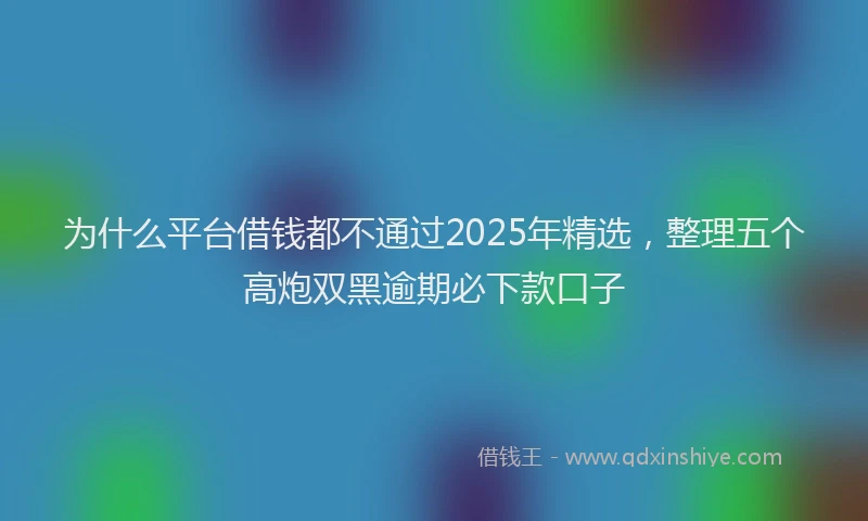 为什么平台借钱都不通过2025年精选,整理五个高炮双黑逾期必下款口子