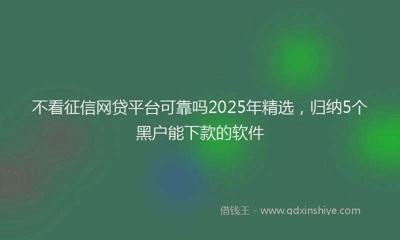 不看征信网贷平台可靠吗2025年精选，归纳5个黑户能下款的软件