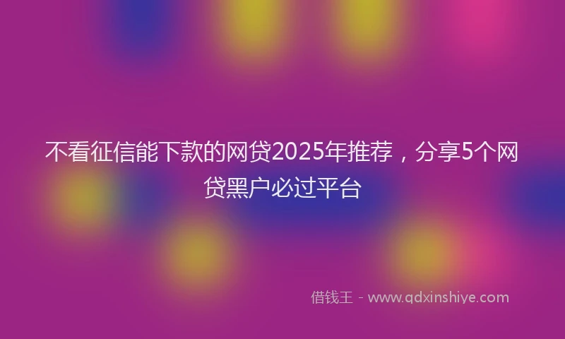 不看征信能下款的网贷2025年推荐，分享5个网贷黑户必过平台