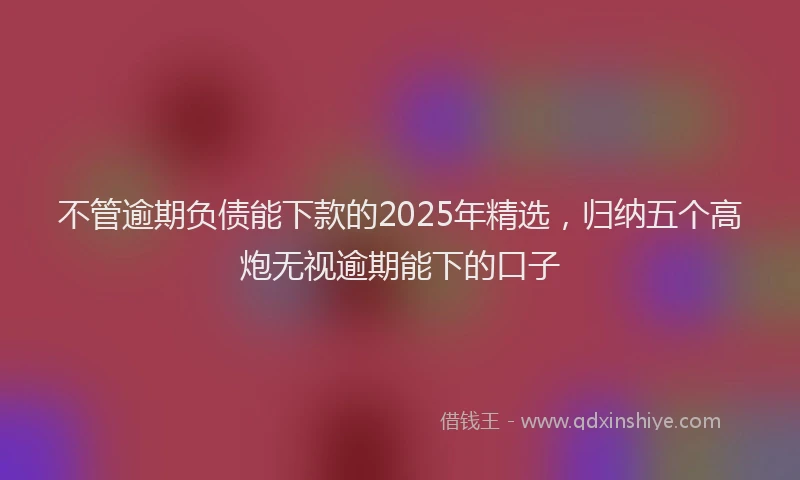不管逾期负债能下款的2025年精选，归纳五个高炮无视逾期能下的口子